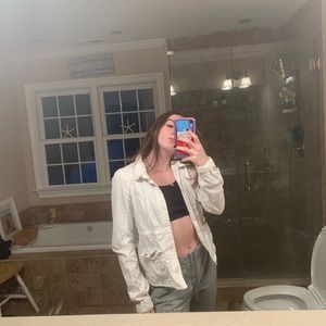 hollister white jean jacket